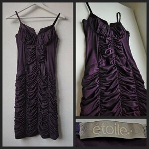 Etoile Vtg. Rich Burgandy Butier Scrunch Silk Mini Dress